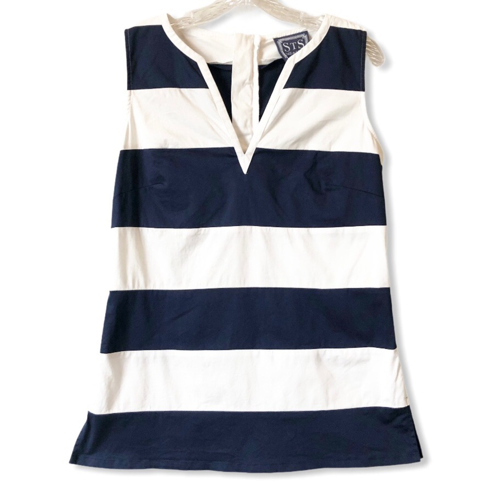 Sail to Sable Sleeveless Striped Nautical Blouse M